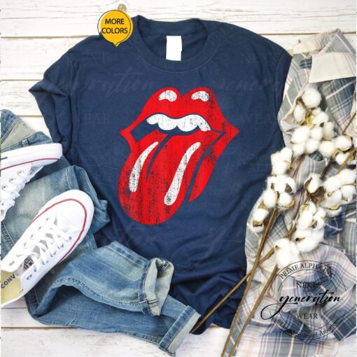 Rolling Stoned T-Shirt Official Distressed Tongue Vintage TShirt