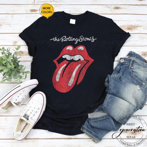 Rolling Stoned T-Shirt Official Script Tongue Vintage TeeShirts