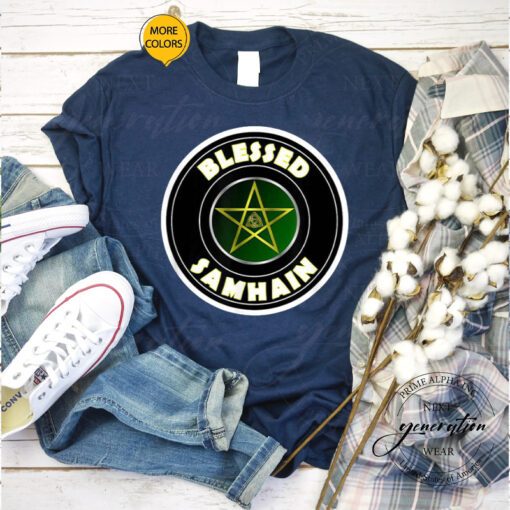 Samhain T-Shirt Blessed Samhain Pagan Halloween Cool Tee Shirts