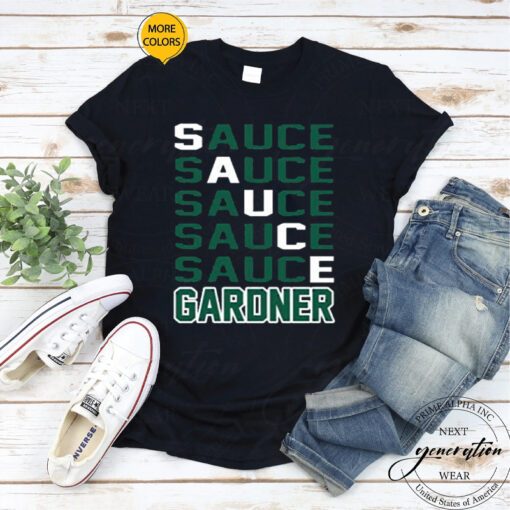 Sauce Gardner T-Shirt Jets Sauce Text Football Sports TeeShirts