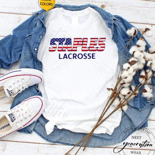 Staples lacrosse USA flag shirt