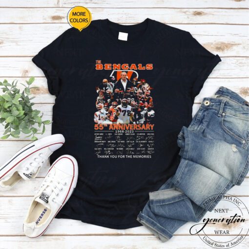 The Cincinnati Bengals 55th Anniversary 1968-2023 Thank You For The Memories Signatures tshirts