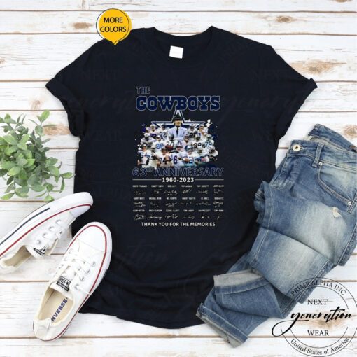 The Dallas Cowboys 63rd Anniversary 1960-2023 Thank You For The Memories Signatures tshirts