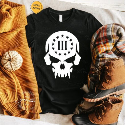 Three Percenter T-Shirt Large Skull III Percent Logo Classic TShirt