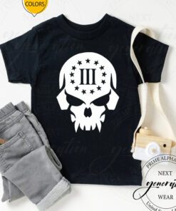 Three Percenter T-Shirt Large Skull III Percent Logo Classic TShirts