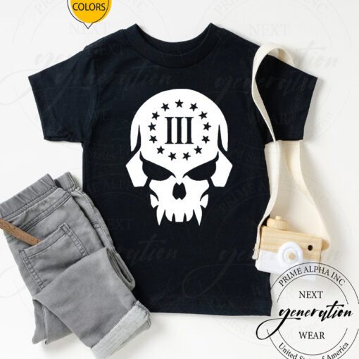 Three Percenter T-Shirt Large Skull III Percent Logo Classic TShirts