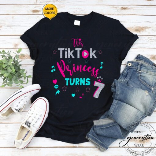 Tiktok Birthday T-Shirt Tiktoker Princess 7th Birthday Shirt