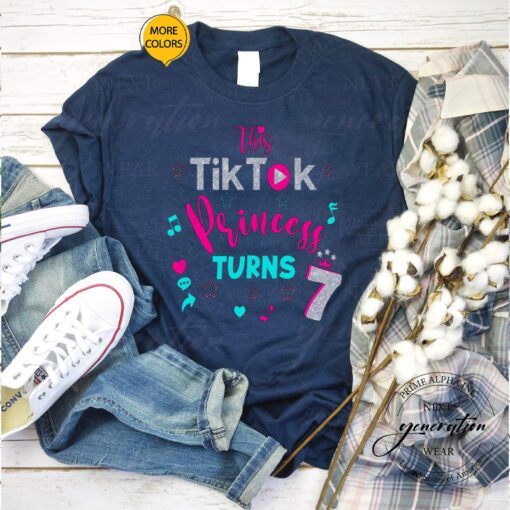 Tiktok Birthday T-Shirt Tiktoker Princess 7th Birthday Shirts