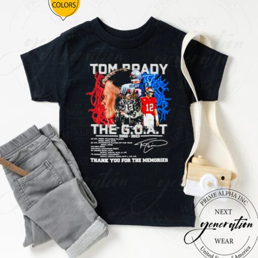 Tom Brady NFL King The GOAT 2000 2023 thank you for the memories signature tshirts