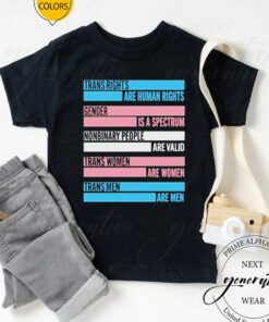 Trans Rights Are Human Rights Gender Is A Spectrum Nonbinary People Are Valid Trans Women Are Women Trans Men Are Men tshirts