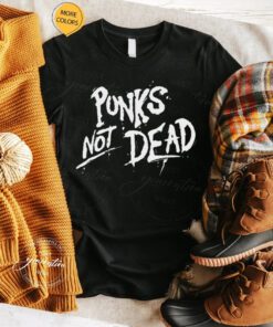 White Text Punks Not Dead Rock The Exploited tshirt