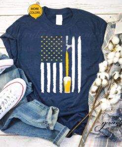 Womens Beer T-Shirt Craft Beer American Flag USA Tee Shirts