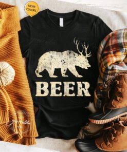 Womens Beer T-Shirt Vintage Bear Deer Funny Beer TShirt