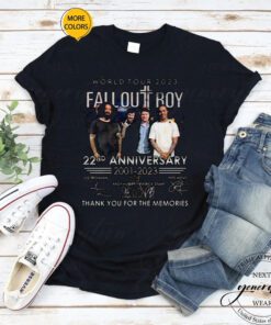 World Tour 2023 Fall Out Boy 22nd Anniversary 2001 – 2023 Thank You For The Memories Signatures Shirt