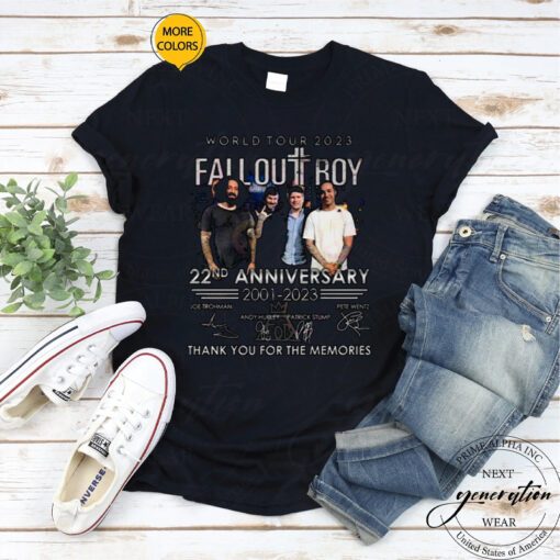 World Tour 2023 Fall Out Boy 22nd Anniversary 2001 – 2023 Thank You For The Memories Signatures Shirt