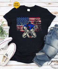Hockey Goalie T-Shirt Vintage Ice Hockey USA Flag TShirts
