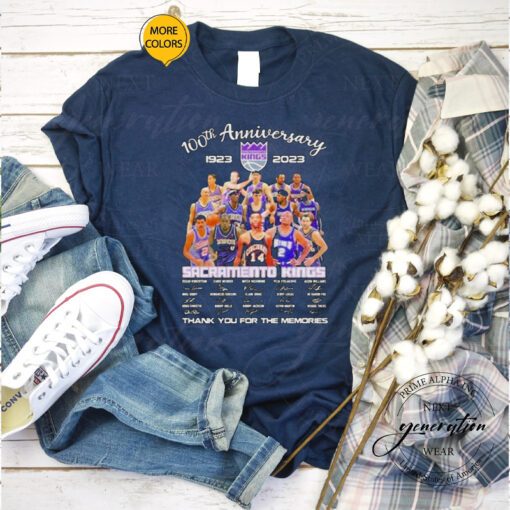 Sacramento Kings 100th anniversary 1923 – 2023 thank you for the memories signatures shirts