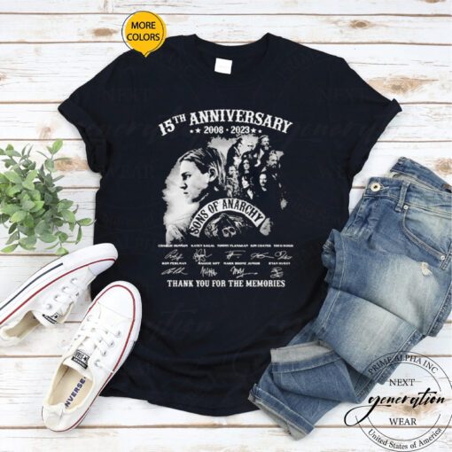 Son Of Anarchy 15th Anniversary 2008 – 2023 Thank You For The Memories Signatures Shirt