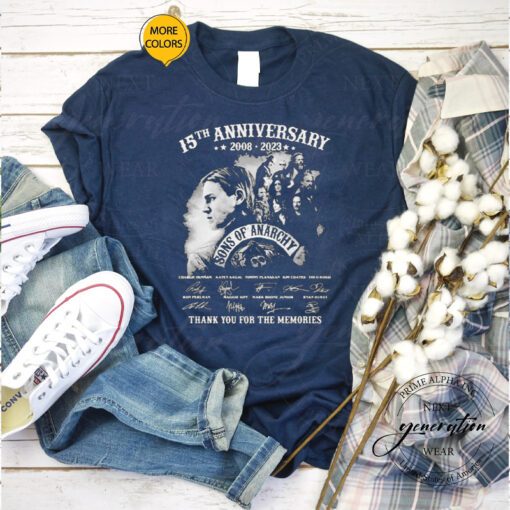 Son Of Anarchy 15th Anniversary 2008 – 2023 Thank You For The Memories Signatures Shirts