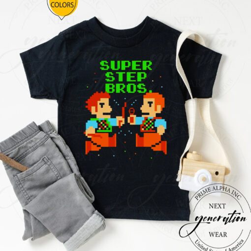 Super step bros 8-bit tshirts