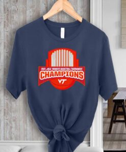 tech hokies 2023 acc women’s basketball tournament champions shield teeshirt