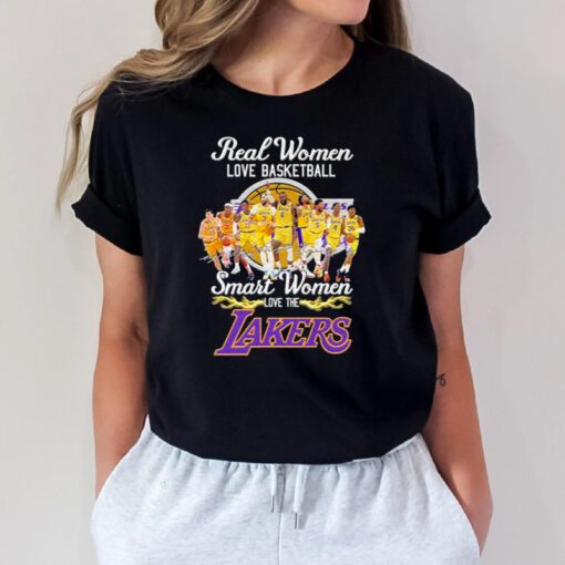 2023 Real women love basketball smart women love the Los Angeles Lakers light signatures shirt