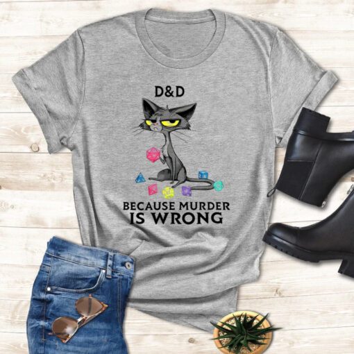Dungeon Master cat DnD because murder is wrong shirts