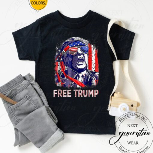 Free Donald Trump 2024 American Flag T-Shirt