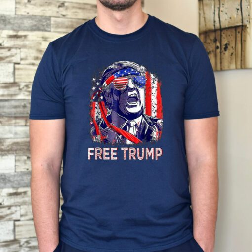 Free Donald Trump 2024 American Flag TShirts