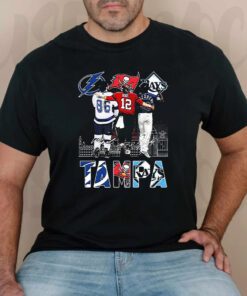 Nikita Kucherov Tom Brady And Randy Arozarena Tampa Skyline Sport Signatures T Shirts