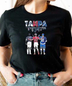 Randy Arozarena Mike Evans And Steven Stamkos Tampa Bay Skyline Sport Signatures TShirt