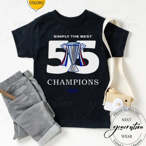 Rangers 55th Champions 2021 tshirts