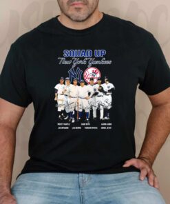 Squad up new york yankees mickey mantle babe ruth aaron judge signatures t shirts