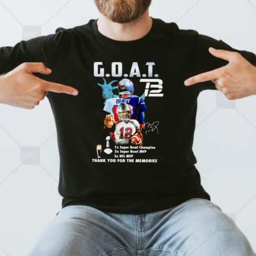 Tom Brady GOAT NFL MVP thank you for the memories signature t shirt