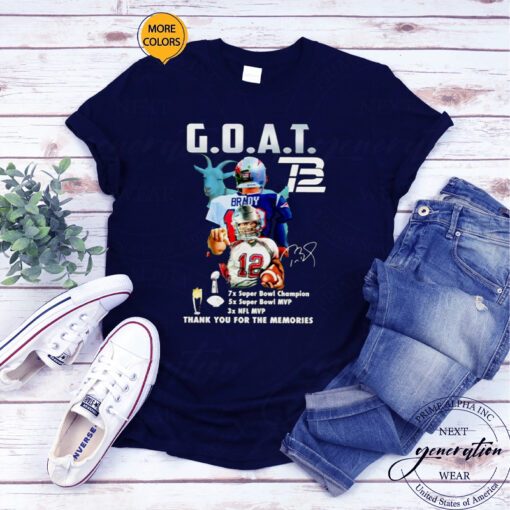 Tom Brady GOAT NFL MVP thank you for the memories signature t shirts