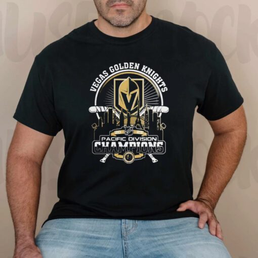 Vegas Golden Knights 2023 Pacific Division Champions city skyline T Shirt