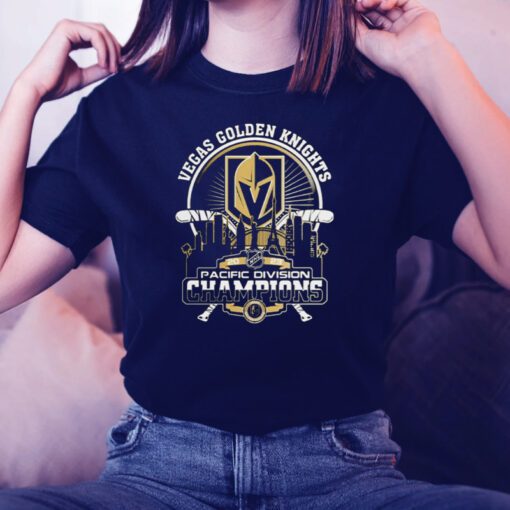 Vegas Golden Knights 2023 Pacific Division Champions city skyline T Shirts
