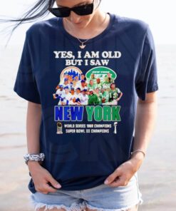 Yes I am old but I saw New York Mets & Jets World Series 1969 Champions Super Bowl III Champions t-shirts