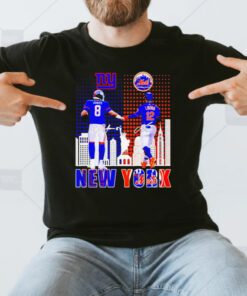 daniel jones new york giants and francisco lindor new york mets signature Tshirt