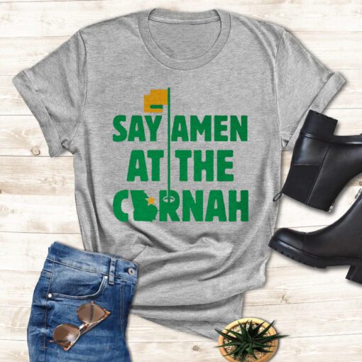 say amen at the cornah raglan t-shirt