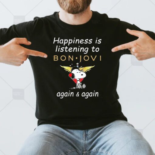 snoopy Happiness is listening to bon jovi again again shirts