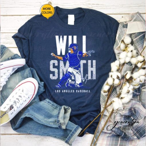 will Smith Los Angeles Dodgers baseball name blocks t shirts