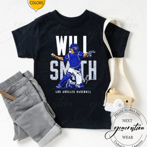 will Smith Los Angeles Dodgers baseball name blocks tshirts