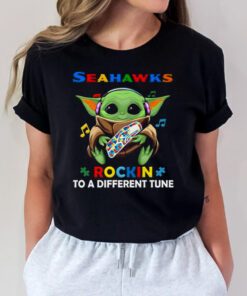 Baby Yoda Hug Seattle Seahawks Autism Rockin To A Different Tune t shirts