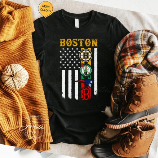 Boston City Of Champion American Flag T Shirt