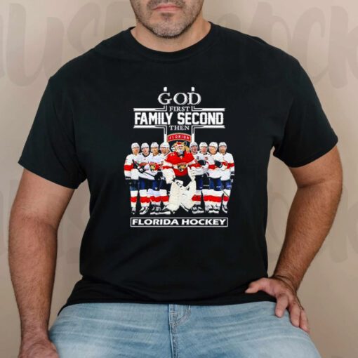 God first family second then Florida Panthers Hockey 2023 season tshirt