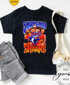 Shanghai Sharks players picture collage t shirt