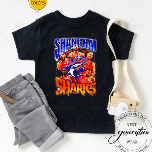 Shanghai Sharks players picture collage t shirt