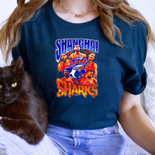 Shanghai Sharks players picture collage tshirts