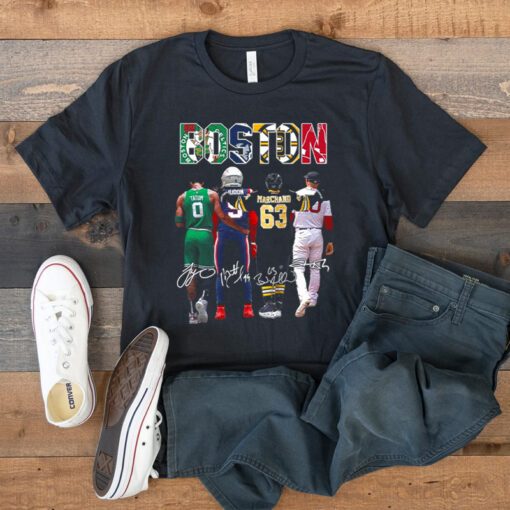 Tatum Marchand Boston Celtics New England Patriots Boston Bruins and Boston Red Sox signatures t shirt